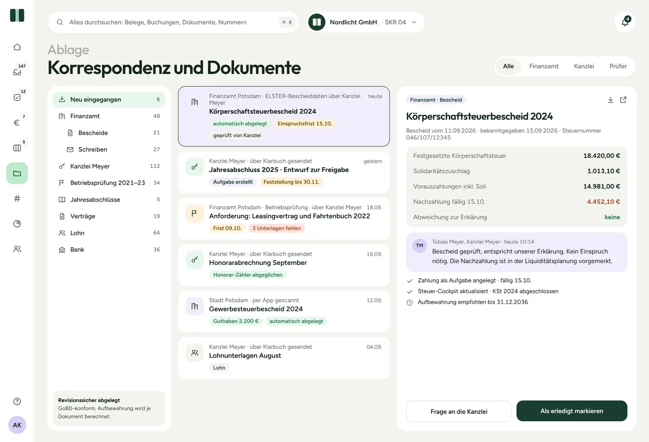 Digitale Ablage mit Bescheiden