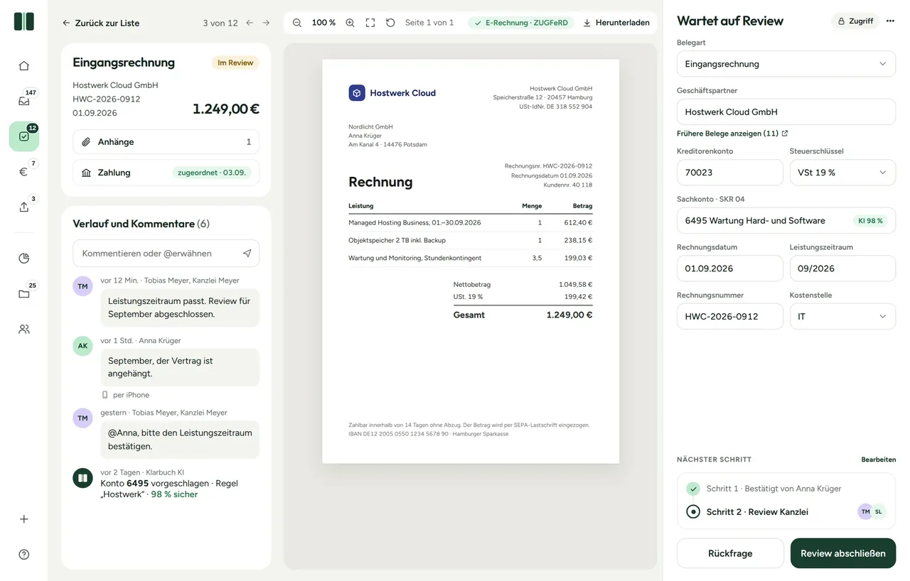 Beleg prüfen mit KI-Vorschlag